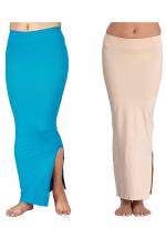 Lycra Sky Blue And Beige Casual Wear Plain Shapewear